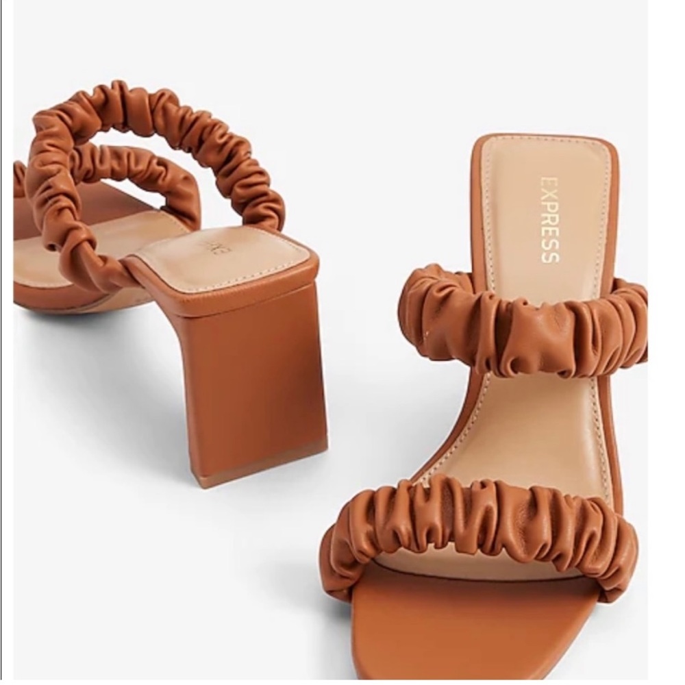 Express Ruched Double Band Heeled Sandals NWT